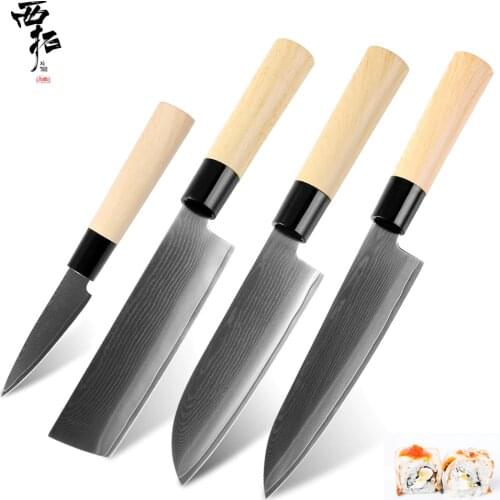 XITUO Damascus Steel Cleaver Knife Professional Japanese Kitchen Chef Knife Sharp Salmon Sushi Cuisine Slicing Santoku Knives