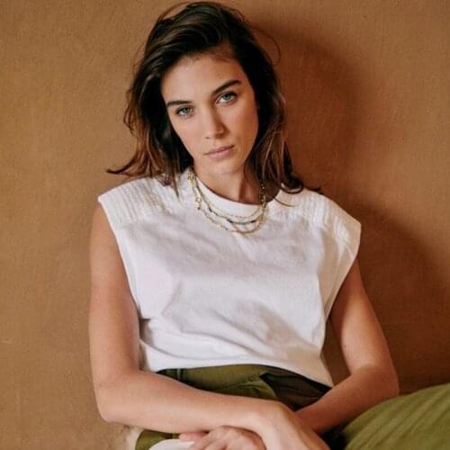 Women Summer Fashion Loose Cotton Sleeveless T-Shirt Female Designed Casual New White Top Ladies Black Embroidery Slim Top ML126