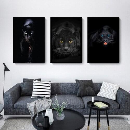 Animals Art Black Leopard Panther Canvas Painting Wall Pictures for Living Room Wall Art Posters Prints Home Cuadros Decoration