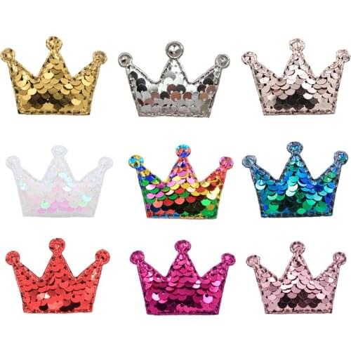20pcs Padded Sequin Crown Applique Party Supply Birthday DIY Craft Handmade Tailoring Accessories Baby Hair Clips