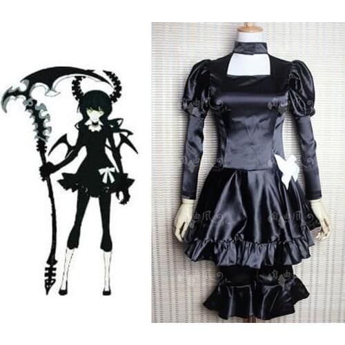 2016 Anime Black Rock Shooter Kuroi Mato Takanashi Yomi Cosplay Costume Black Dress