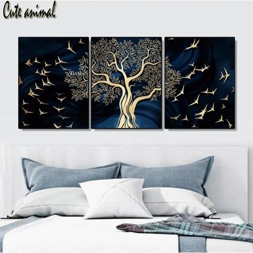 3 Pieces Tree bird landscape diamond Painting full square round 3d embroidery diamond mosaic cross stitch needlework