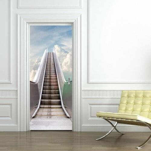3D Ladder Scene Wall Sticker Decal Art Decor Vinyl Removable Mural Poster Window Door Living Room Bedroom Home Decoration