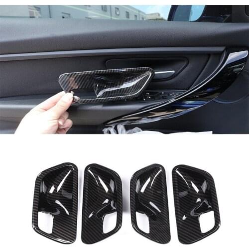 4pcs Carbon Fiber ABS Plasti Interior Door Handle Bowl Cover Trim For BMW 3 4 Series f30 f32 f35 316i 318i 320li 2013-2018