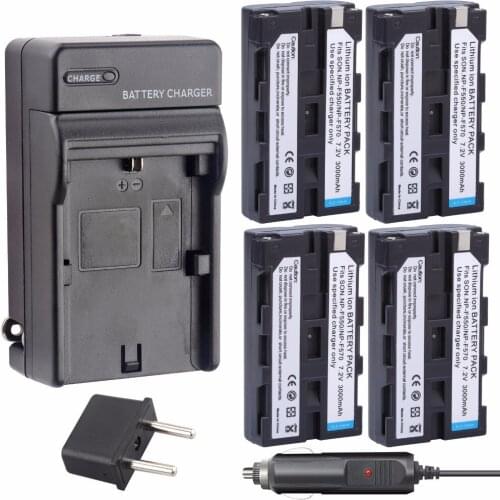 4Pcs PROBTY NP-F550 F550 NP-F570 Battery + DC Charger kit For SONY GV-D200 D800 CCD-SC55 TR818 TR910 TR917 TRV75 PM090 MVC-FD75