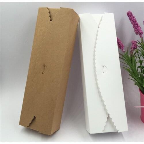 50Pcs/Lot 23x7x4cm Classical Flower Shaped Kraft Paper Long Stripe Boxes Packing Container For Engagement Lovers Birthday Party