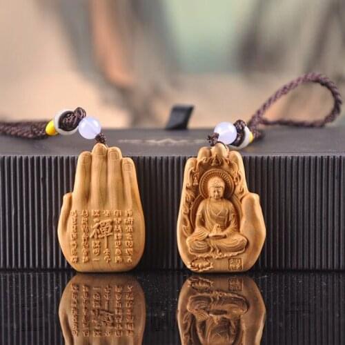 6cm The Eight Guardian God Buddha Statue Car Key Chain Pendant Home Decor Thuja Wood Key Chain Hanging Decoration