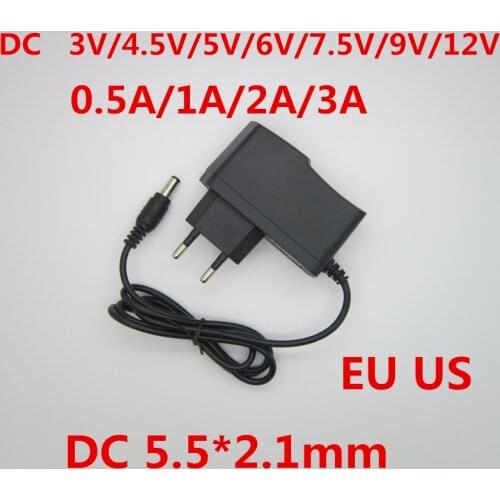 1 pcs 100-240V AC to DC Power Adapter for Charger 3V 4.5V 5V 6V 7.5V 9V 12V 0.5A 1A 2A 3A EU US plug 5.5 mm x 2.1 mm