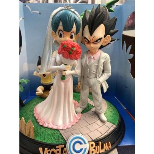 26cm Dragon Ball GK Vegeta IV and Bulma Wedding Action Figure Ornament Model Toys Ornament Cute Bulma Collectible Fans Gift