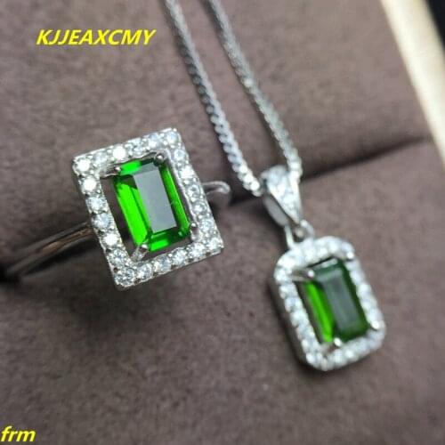 KJJEAXCMY Fine jewelry, 925 sterling silver inlaid boutique natural diopside female models necklace set