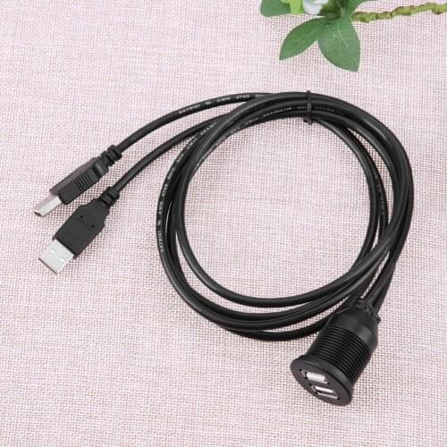 150/5000 1m Dual USB Socket Extension Cable Car Van Dashboard Built-in 2 USB Plug Lead Panel Data Cord for Automobiles Motorcycl