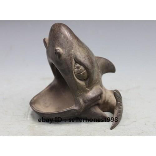 Chinese Regius classic Pure Bronze whale shark Deco art Statue