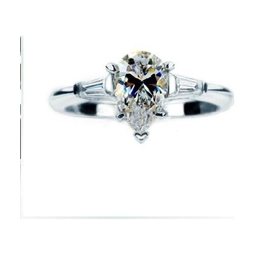 Classic 1.41CT Luxury Women bijouterie Water Drop Ring 925 Sterling Silver Birthday gift Rhinestone Diamond Ring