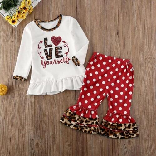 Ruffle Newborn Baby Girls My 1st Christmas Cotton Flower Romper Tops Pants Outfits 2019 fashion girls outfits