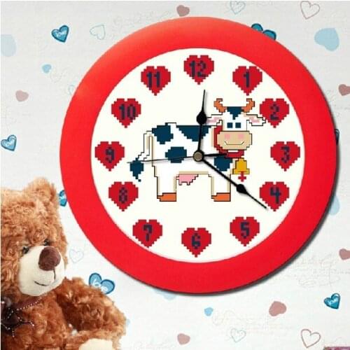 Embroidery Package High Quality Cross Stitch Kits Dairy Cow Has Clock Free shipping