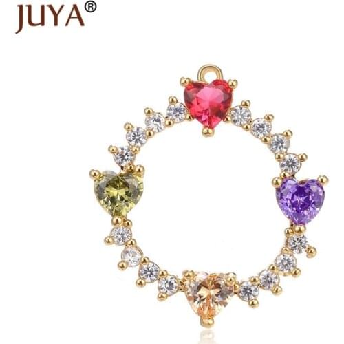 Korea Fashion Handmade Making Earrings Charm findings Color Zircon Round Charm Pendant Diy Jewelry Accessories 1 piece