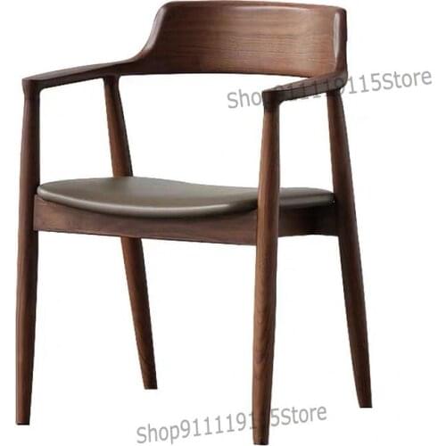 Nordic Solid Wood Presidential Chair Cafe Restaurant Conference Chair Simple Kennedy Armchair