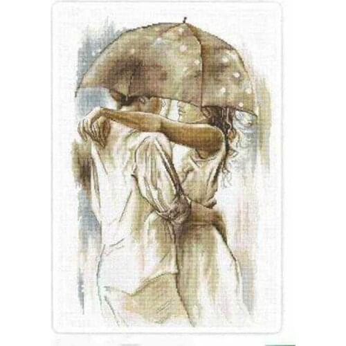 Luca-S B2293 Lovers under the umbrella 41-58 Cross Stitch Kit Packages Counted Cross-Stitching Kits Cross stich Painting Set