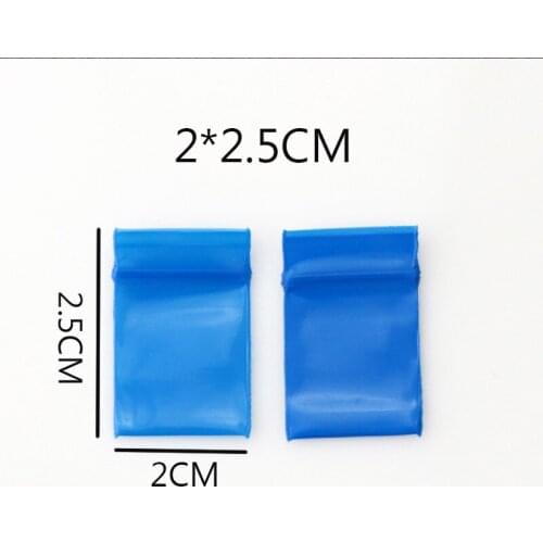 Small bags 2x2.5cm 100Pcs/lot Blue Color Clothes Buttons Plastic Ziplock Pack Bags Thick Soft Reclosable Self Seal Opaque Pouch