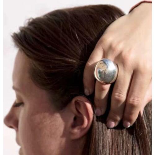 Wide thick dome chunky ring gold for women men stainless steel high polished hypobole thumb cool unusual uqinue ring punk rock