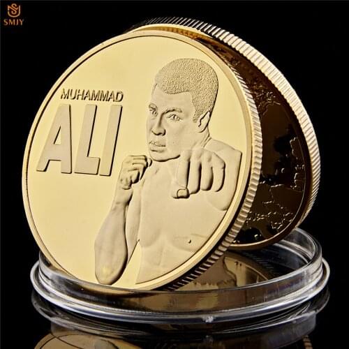 World Boxing Player US Muhammad Ali-Haj Gold Plated Celebrity Metal Coin For Business Gifts