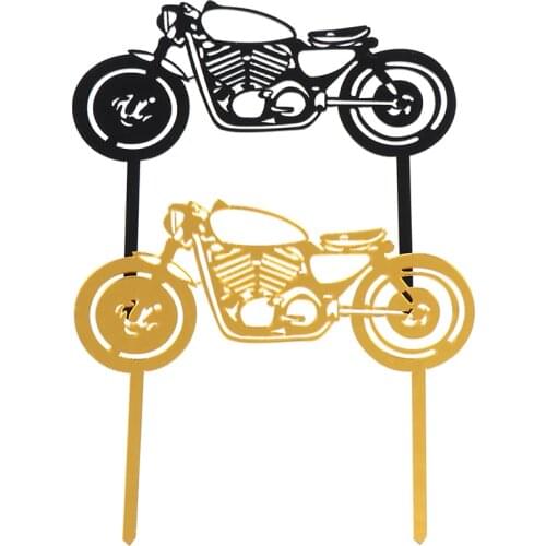 Motorcycle Happy Birthday Acrylic Cake Topper Gold Motorbike Cake Topper For Wedding Birthday Party Cake Decorations Baby Shower