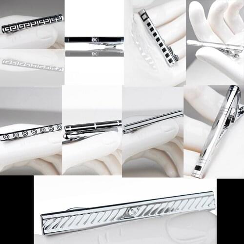 Men Metal Silver Necktie Tie with diamond Stone gift for men Bar Clasp Clip Clamp Pin Men Stainless Steel For Business Turkey