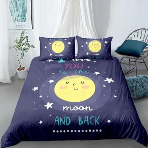 Moon And Stars Bedding Set For Kids Cute Creative Soft Duvet Cover King Queen Twin Full Single Double Unique Design Bed Set