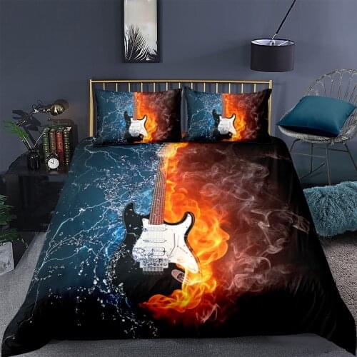 3D Duvet Cover Set Bedding Sets comforter Cases Pillow Covers Full Twin Double Single Size Guitar Pattern Design Bedclothes