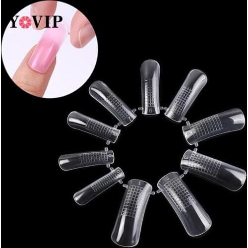 20/100PCSTransparent Quick Building Mold Tips Nail Dual Forms Finger Extension Wholesale Nail Art UV Builder Gel Tool