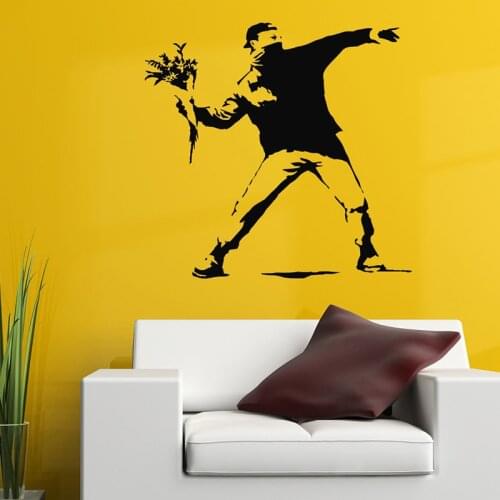 Banksy Wall Sticker Home decor Decal Love Is In the Air Flower Thrower Molotov Guy Vinyl decoration Mural Living room bedroom