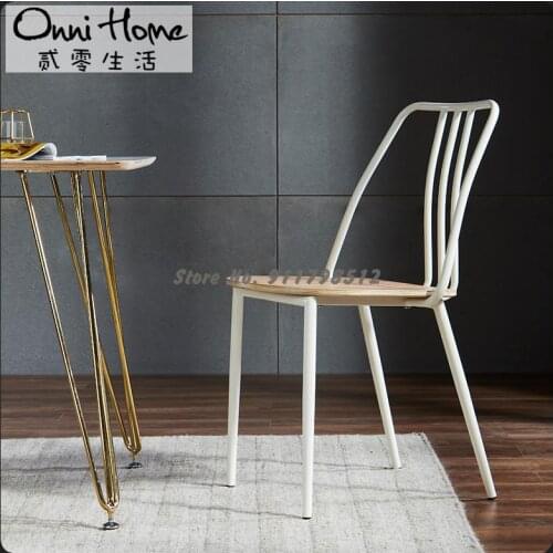 Nordic wrought iron chair modern minimalist household backrest dining chair personality metal desk chair dressing table makeup