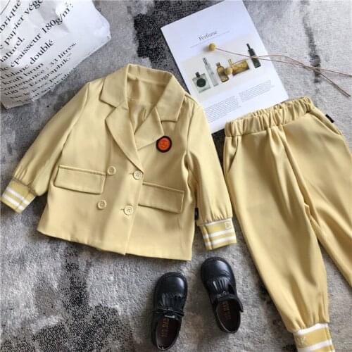 2021 girls spring new childrens casual suit coat baby pants two-piece suit fashionable girls clothing set