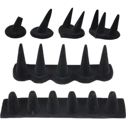 New Black Velvet Finger Cone Fingertip Ring Stand Display Ring Jewelry Display Stand Holder Storage Showcase Jewels Organizer