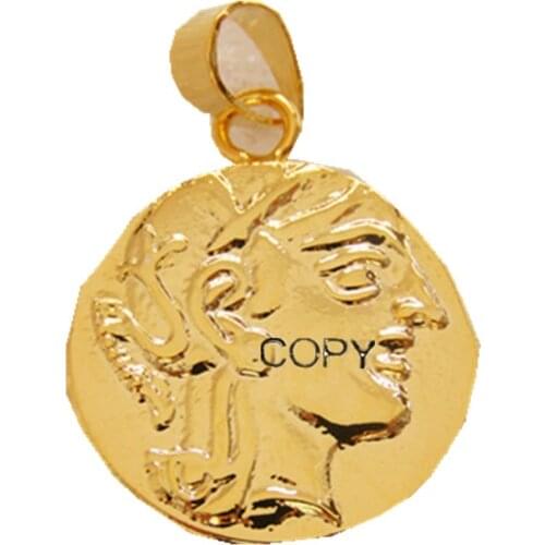 P(16)Coin Pendant Ancient Athens Greek Drachm - Atena Greece Owl Drachma Gold Plated Fashion Jewelry(diameter:16mm)
