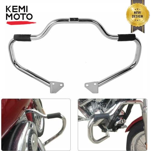 KEMIMOTO Front Engine Guard Highway Crash Bar For Dyna Street Glide Fat Bob Low Rider 2006-2017 1 1/4" Diameter Tubing Chrome