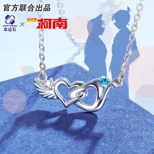 Detective Conan Pendant Silver 925 Sterling Cross Bracelet Necklace Anime Role Shinichi Shihara Ran For Lovers Gift