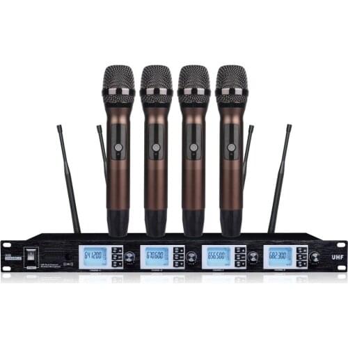 Bolymic Professional Vocal Microphone System UHF 4 channels PLL wireless Karaoke Microphone For school meeting church Party
