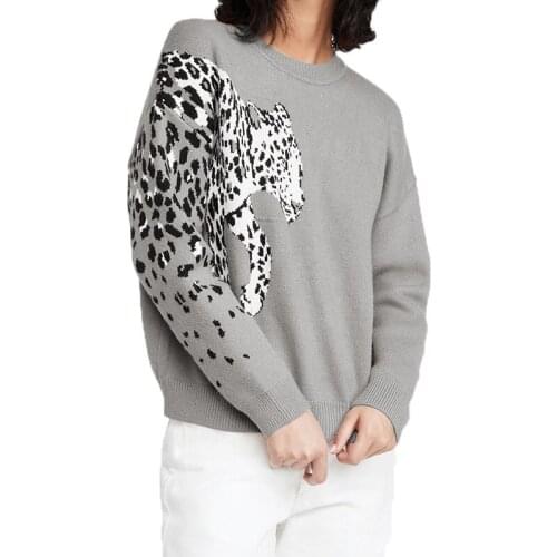 Autumn Women Pullovers Sweater 2021 Fall O-Neck Animal Printed Pullovers Office Lady Casual Women Thick Sweater