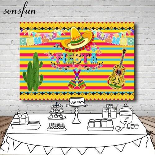 Sensfun Photography Backdrop Cactus Carnival Holiday Party Mexican Party Decorations Background Photobooth Photocall 7x5FT Vinyl