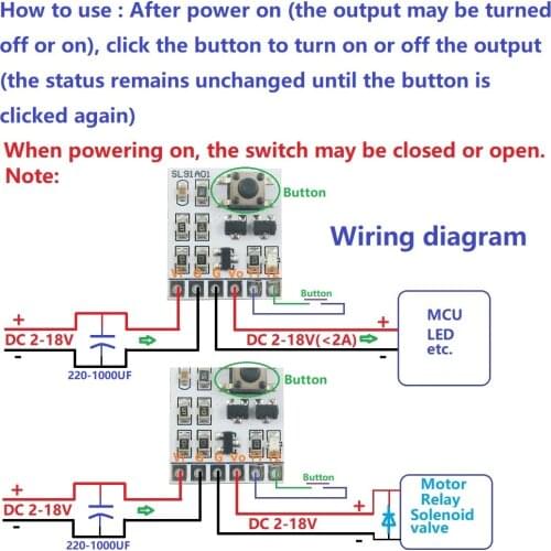 DC 2-18V 2A LED Controller Bistable self-locking switch Module Button touch electronic board