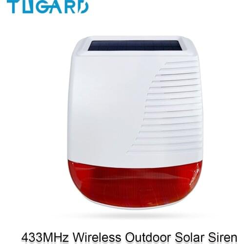 Tugard 433MHz Wireless Outdoor Solar Siren Light Flash Strobe Waterproof Alarm Siren for Home Security Burglar WiFi Alarm System