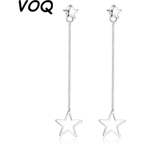 VOQ 925 Sterling Silver Star Tassel Lady Earrings Simple and Exquisite Jewelry Wholesale Gifts