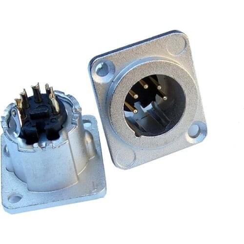 High quailty 2pcs / lot NC5MD-LX 5 Pole XLR Connector Fitting Male with 5pin gold