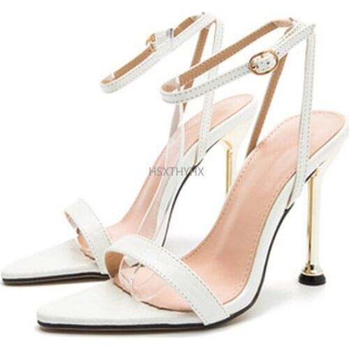 2021New Ankle Strap Green Womens High Heels 11CM Sandals Pointed Toe Female Party Shoes Sandalias De Mujer Super High (8cm-up)