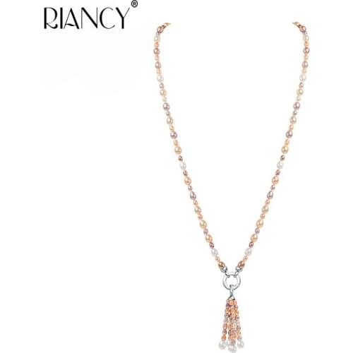 Fashion Natural white Multicolor Pearl Necklace Freshwater Elegant tassel long Pearl Necklace Jewelry For Women wedding