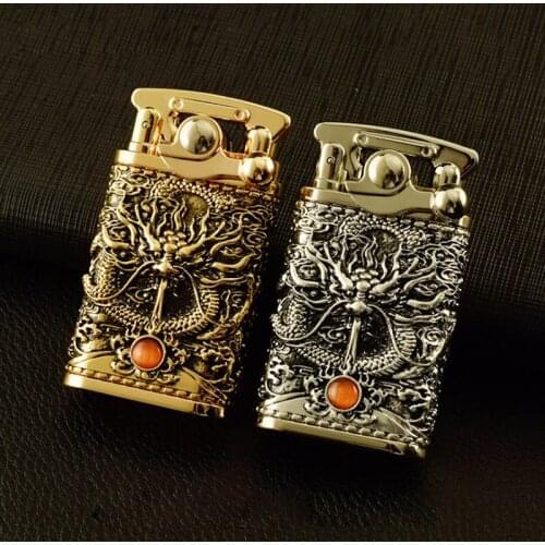 ZORRO Retro Pure Copper Oil Flint Lighter Vintage Dragon Relief Kerosene Lighter Metal Cigarette Lighters Tobacco Men Gadgets