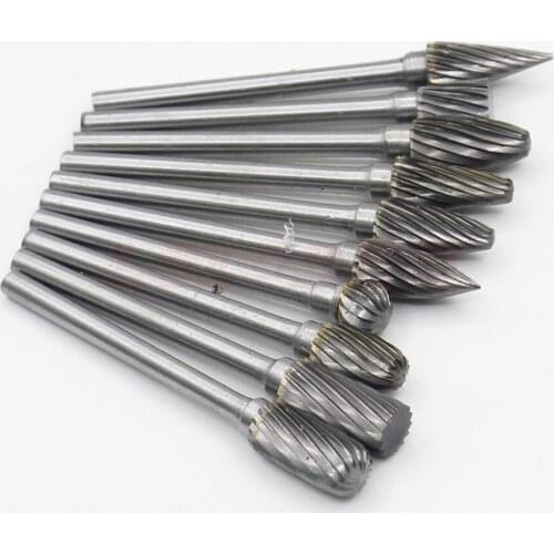 10PCS 3mm 10 Types Shank Tungsten Carbide Burrs for Rotary Drill For Drilling Tool For Processing Metal & Non-metal