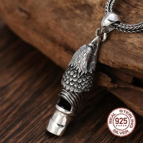 100% real s925 pure silver fashion creative personality whistle Man pendant Thai silver eagle pendant for men and women 2020 New