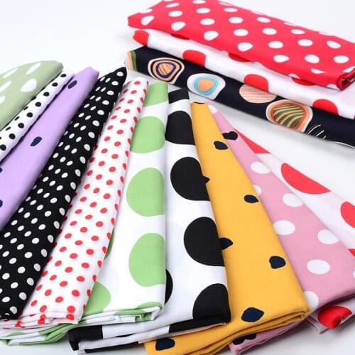 100cmx143cm Summer Polka Dots Printed Cotton Silk Fabrics Home Clothing Dresses Pajamas Bedding Polka Dots Cotton Silk Fabric